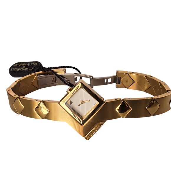 RARE Vintage PULSAR Brushed Gold A-Symmetrical Stainless Ladies Wrist Watch, NEW - Picture 9 of 9